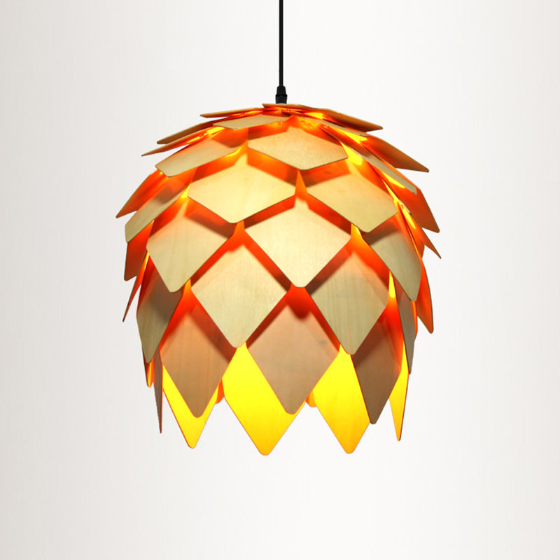 Contemporary Wood Shaded Pendant Light: Elegant Lighting Fixture For Restaurants