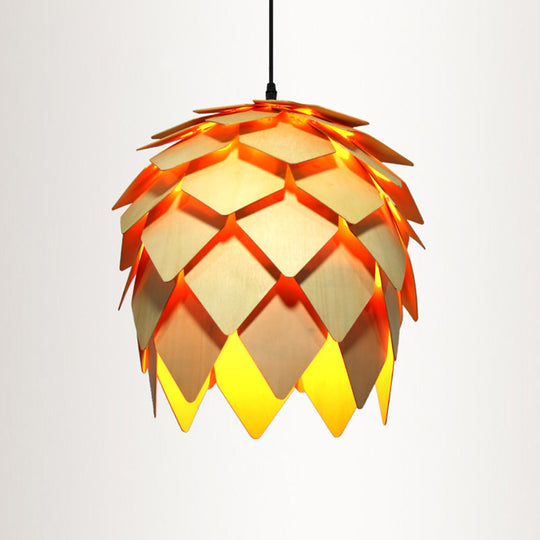 Contemporary Wood Shaded Pendant Light: Elegant Lighting Fixture For Restaurants / A