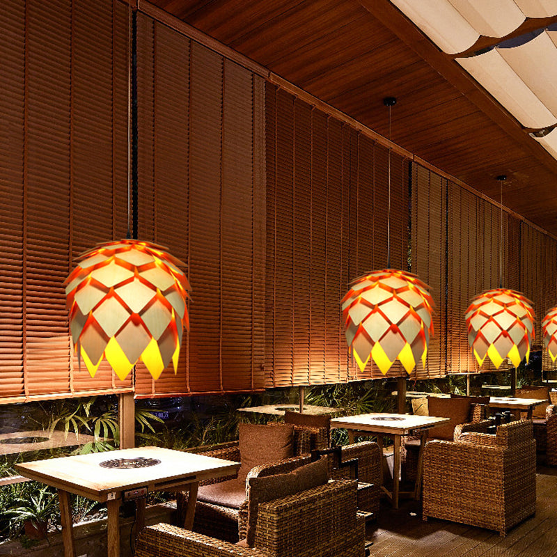 Contemporary Wood Shaded Pendant Light: Elegant Lighting Fixture For Restaurants