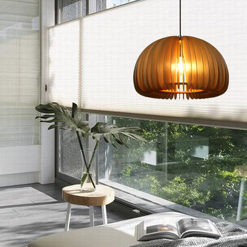 Contemporary Wood Shaded Pendant Light: Elegant Lighting Fixture For Restaurants