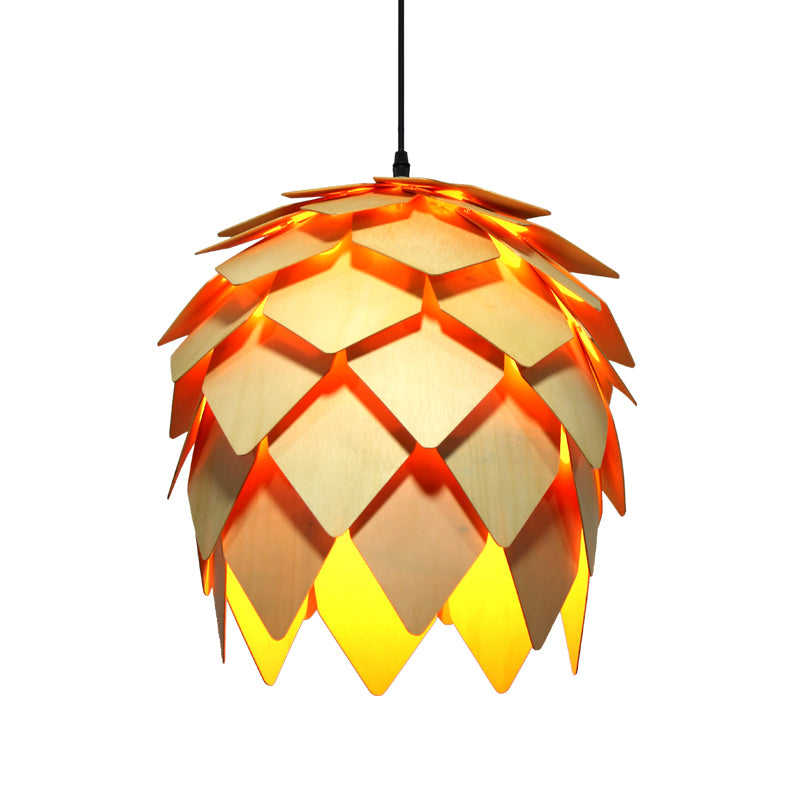 Contemporary Wood Shaded Pendant Light: Elegant Lighting Fixture For Restaurants