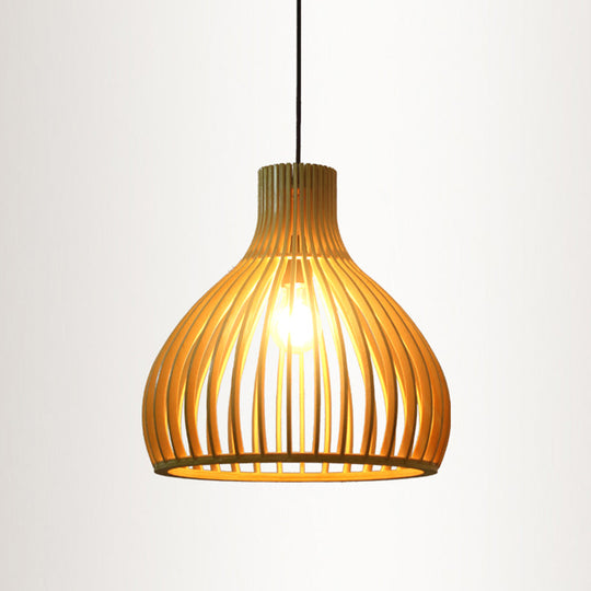 Contemporary Wood Shaded Pendant Light: Elegant Lighting Fixture For Restaurants / G