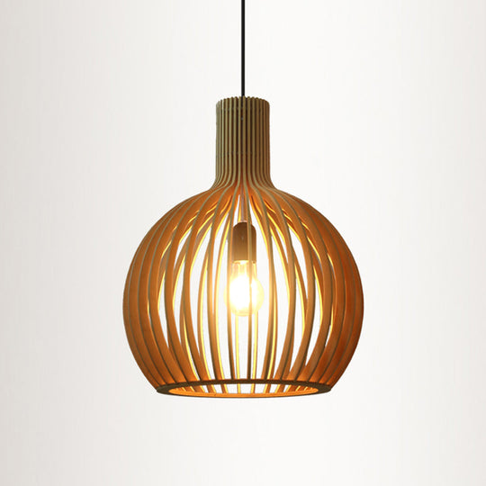 Contemporary Wood Shaded Pendant Light: Elegant Lighting Fixture For Restaurants