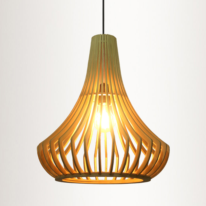 Contemporary Wood Shaded Pendant Light: Elegant Lighting Fixture For Restaurants