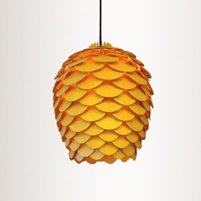 Contemporary Wood Shaded Pendant Light: Elegant Lighting Fixture For Restaurants