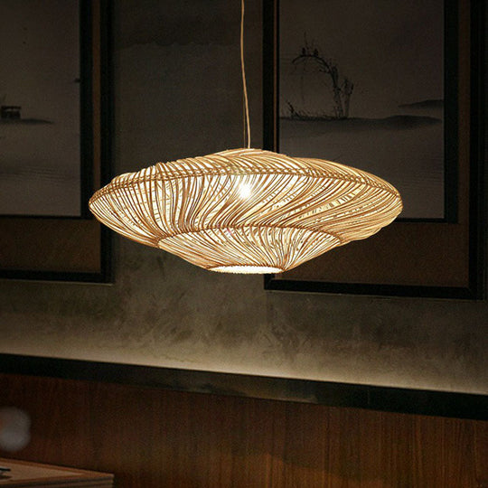 Handcrafted Minimalist Rattan Pendant Ceiling Light - Wood Suspension Lighting For Restaurants