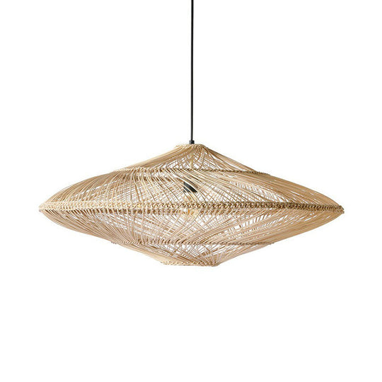 Handcrafted Minimalist Rattan Pendant Ceiling Light - Wood Suspension Lighting For Restaurants
