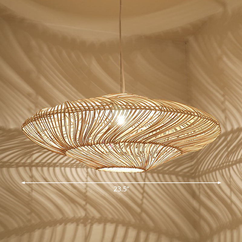 Handcrafted Minimalist Rattan Pendant Ceiling Light - Wood Suspension Lighting For Restaurants