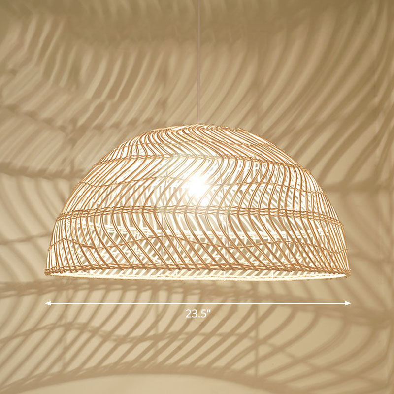 Handcrafted Minimalist Rattan Pendant Ceiling Light - Wood Suspension Lighting For Restaurants