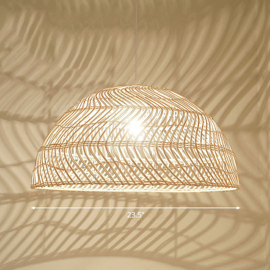 Handcrafted Minimalist Rattan Pendant Ceiling Light - Wood Suspension Lighting For Restaurants