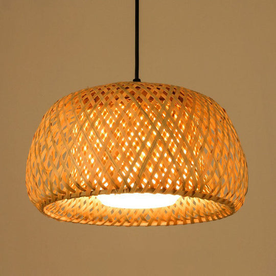 Handmade Bamboo Pendant Light - Modern Single Style For Restaurant Ceiling