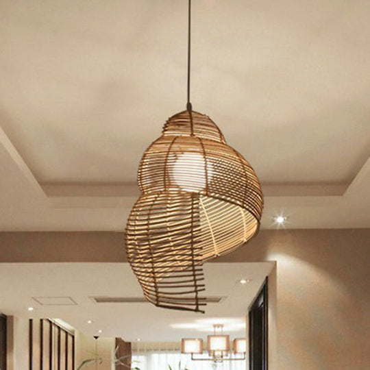 Minimalist Rattan Conch Suspension Pendant Light - Restaurant Ceiling Lighting