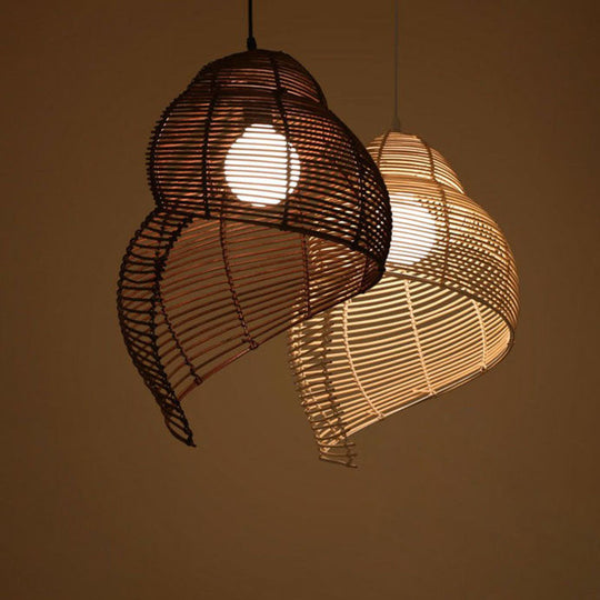 Minimalist Rattan Conch Suspension Pendant Light - Restaurant Ceiling Lighting