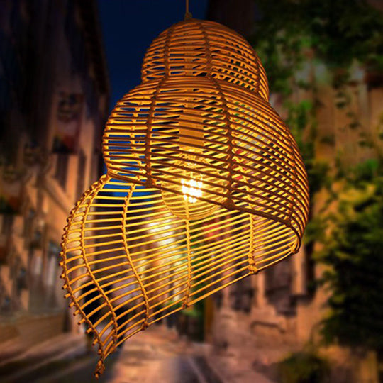 Minimalist Rattan Conch Suspension Pendant Light - Restaurant Ceiling Lighting