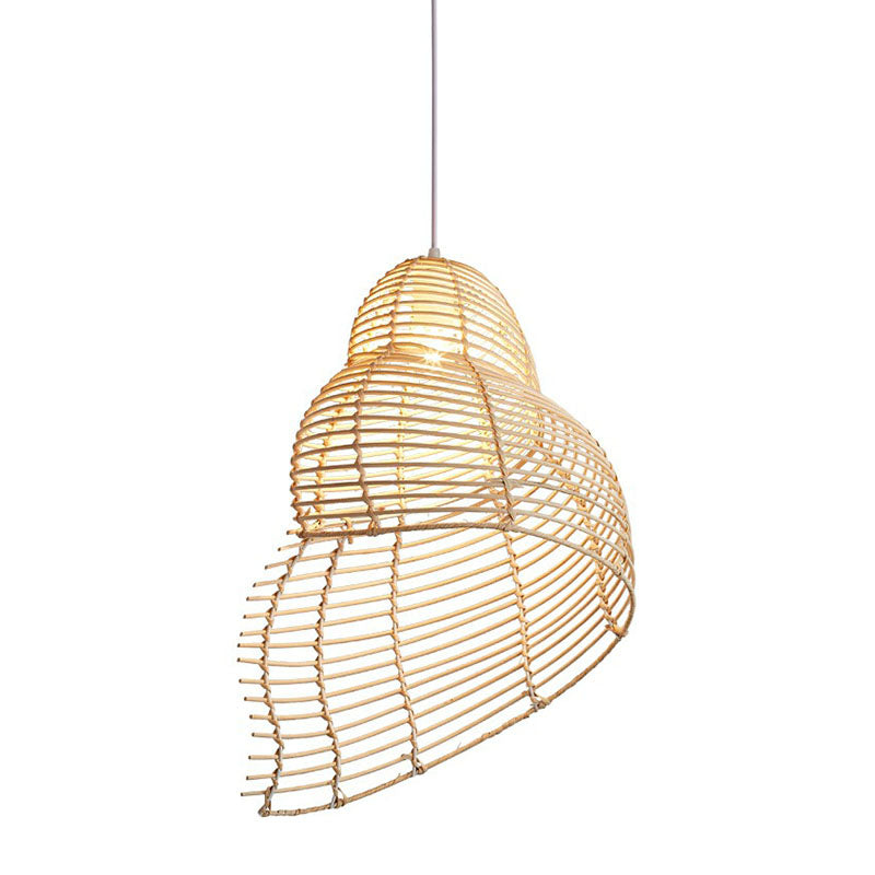 Modern Single Rattan Pendant Light With Conch Shaped Design For Restaurant Ceilings