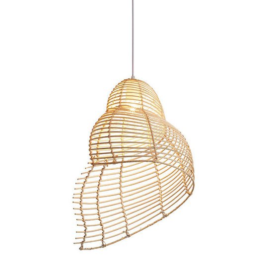 Modern Single Rattan Pendant Light With Conch Shaped Design For Restaurant Ceilings