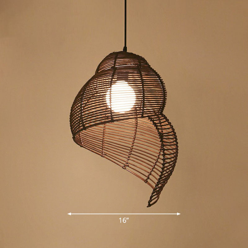 Modern Single Rattan Pendant Light With Conch Shaped Design For Restaurant Ceilings