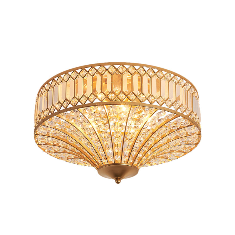 Chinese Style 5-Light Bedroom Ceiling Lamp in Flared Crystal Flush Mount Design - Gold Finish"

This revised product title shortens the length while still effectively conveying the key specifications and details of the item.