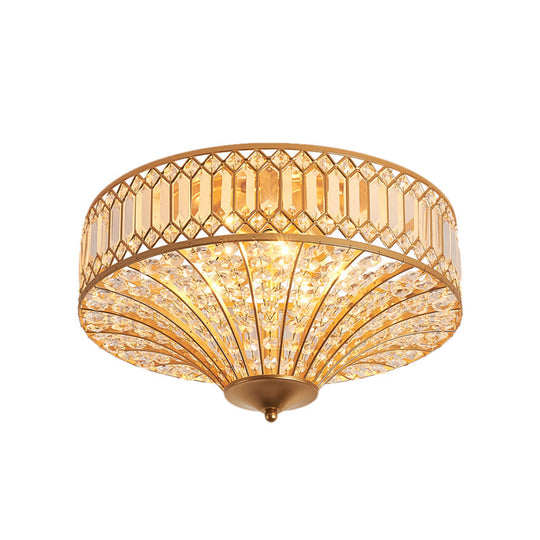 Chinese Style 5-Light Bedroom Ceiling Lamp in Flared Crystal Flush Mount Design - Gold Finish"

This revised product title shortens the length while still effectively conveying the key specifications and details of the item.