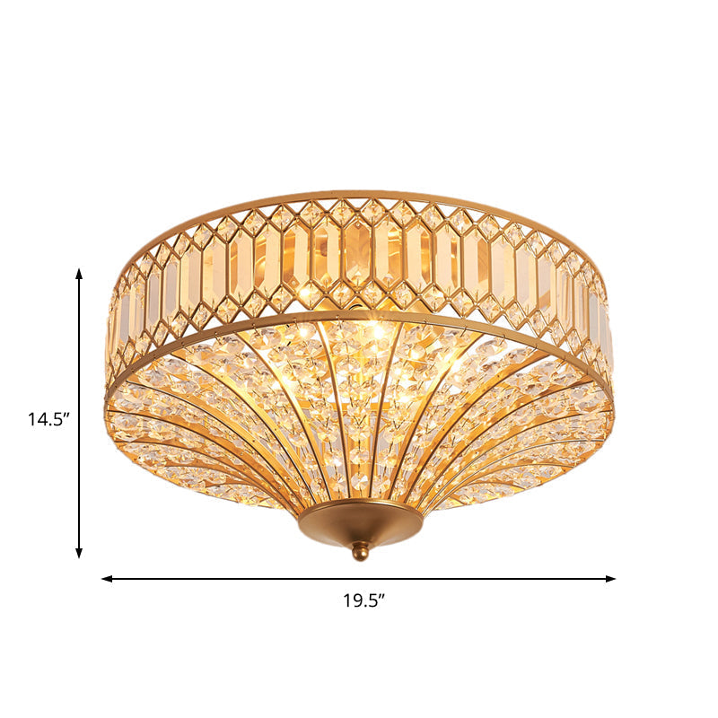 Chinese Style 5-Light Bedroom Ceiling Lamp in Flared Crystal Flush Mount Design - Gold Finish"

This revised product title shortens the length while still effectively conveying the key specifications and details of the item.
