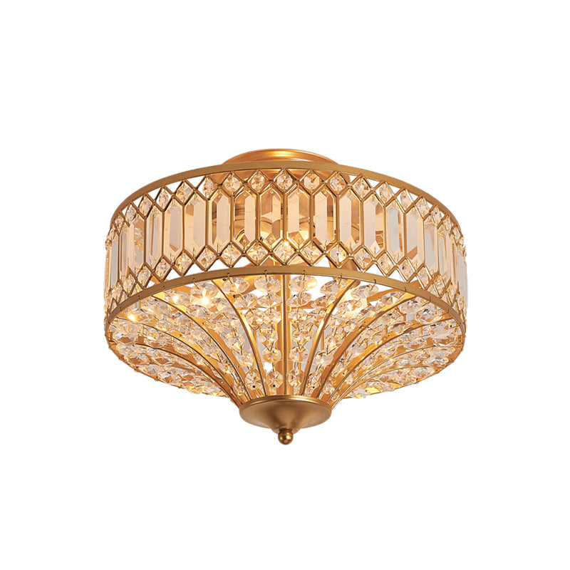 Chinese Style 5-Light Bedroom Ceiling Lamp in Flared Crystal Flush Mount Design - Gold Finish"

This revised product title shortens the length while still effectively conveying the key specifications and details of the item.