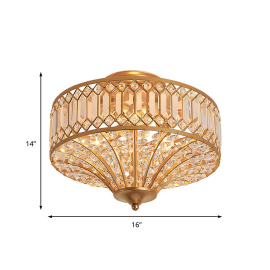 Chinese Style 5-Light Bedroom Ceiling Lamp in Flared Crystal Flush Mount Design - Gold Finish"

This revised product title shortens the length while still effectively conveying the key specifications and details of the item.