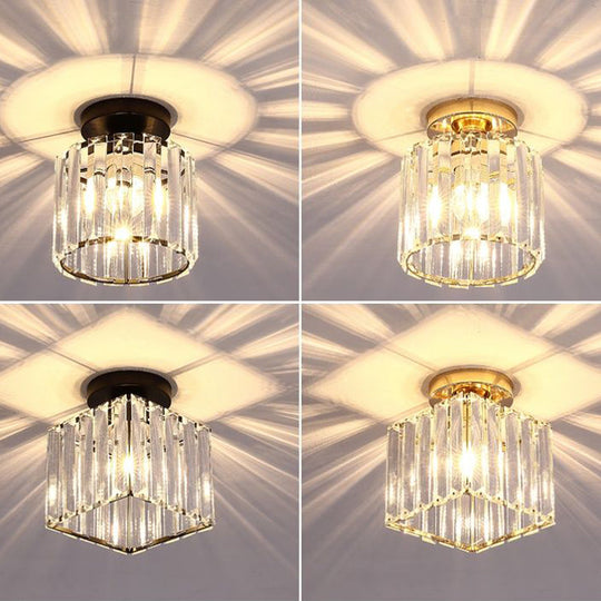 Contemporary Geometric Crystal Prism Flush Mount LED Ceiling Light Fixture
