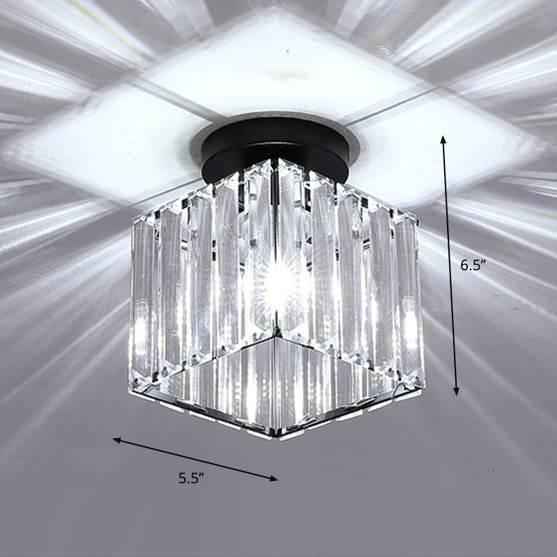 Contemporary Geometric Crystal Prism Flush Mount LED Ceiling Light Fixture