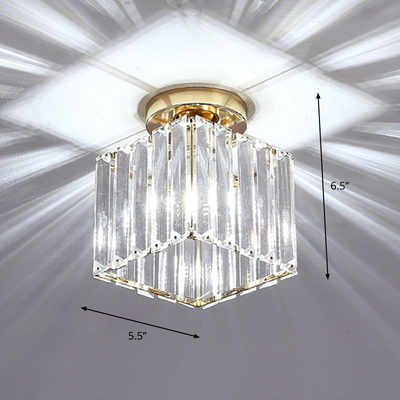 Contemporary Geometric Crystal Prism Flush Mount LED Ceiling Light Fixture