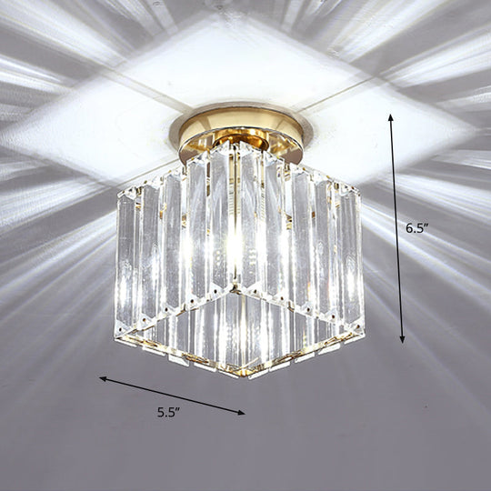 Contemporary Geometric Crystal Prism Flush Mount LED Ceiling Light Fixture