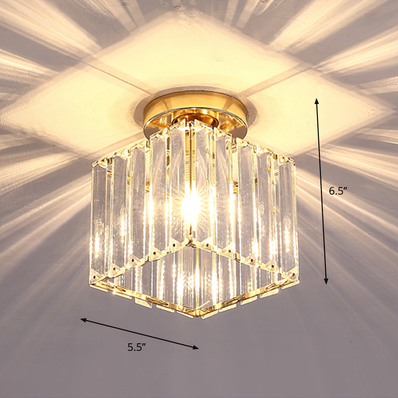 Contemporary Geometric Crystal Prism Flush Mount LED Ceiling Light Fixture