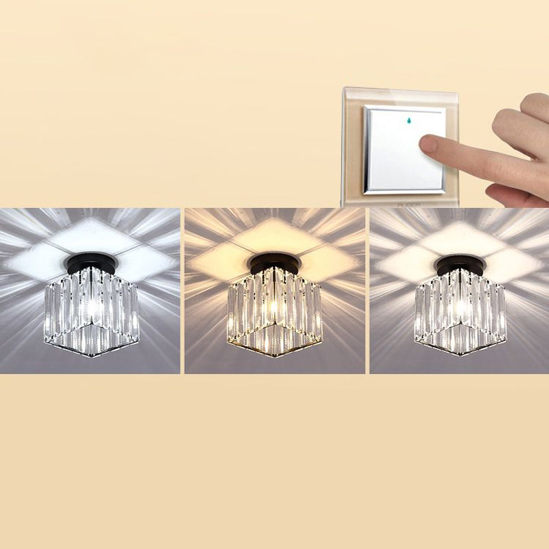 Contemporary Geometric Crystal Prism Flush Mount LED Ceiling Light Fixture