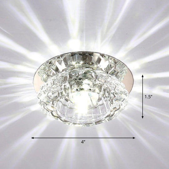 Modern LED Flush Ceiling Light – Clear Crystal Floral Design for Entryway