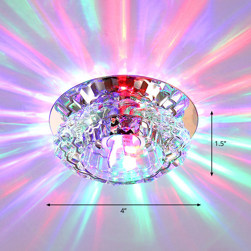 Modern LED Flush Ceiling Light – Clear Crystal Floral Design for Entryway