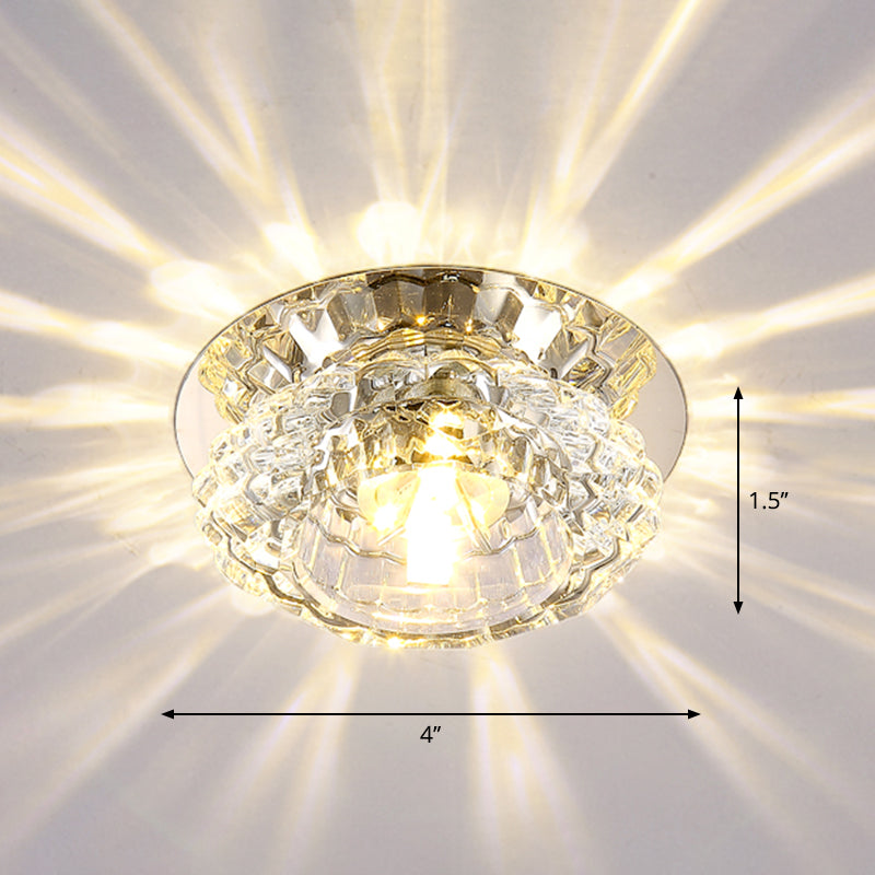 Modern LED Flush Ceiling Light – Clear Crystal Floral Design for Entryway