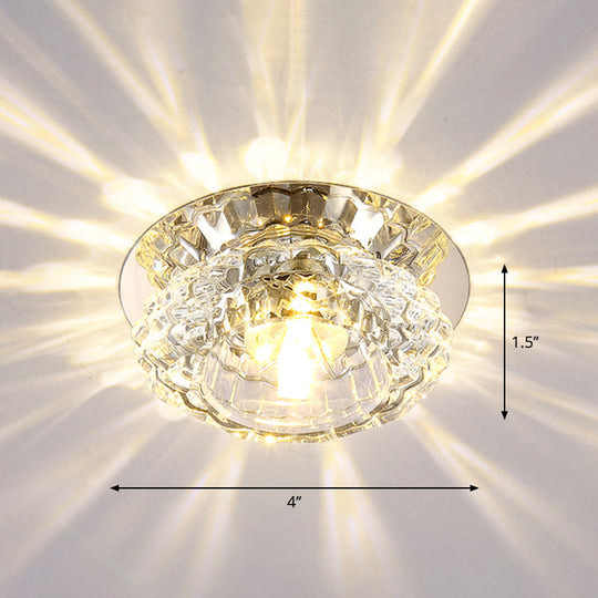 Modern LED Flush Ceiling Light – Clear Crystal Floral Design for Entryway