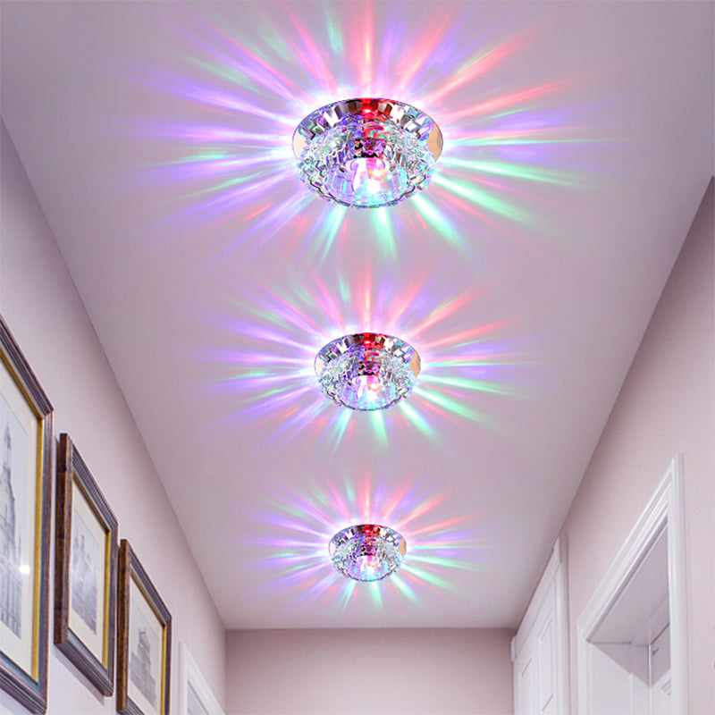 Modern LED Flush Ceiling Light – Clear Crystal Floral Design for Entryway