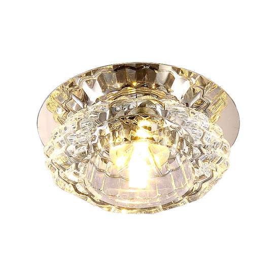 Modern Led Flush Ceiling Light Clear Crystal Floral Design For Entryway