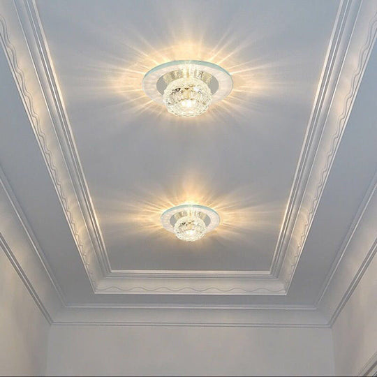 Contemporary Crystal LED Flush Mount Ceiling Light - Bud Flush Fixture in Clear