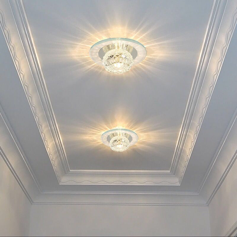 Contemporary Crystal Led Flush Mount Ceiling Light - Bud Fixture In Clear