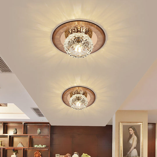 Crystal Bowl Shade LED Flush Mount Ceiling Light - Elegant Simplicity for Entryways