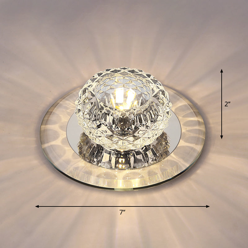 Crystal Bowl Shade LED Flush Mount Ceiling Light - Elegant Simplicity for Entryways