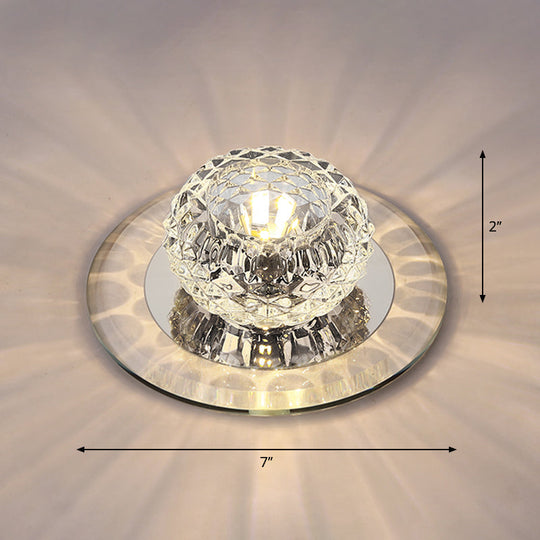 Crystal Bowl Shade LED Flush Mount Ceiling Light - Elegant Simplicity for Entryways