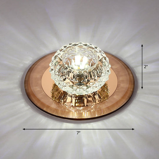 Crystal Bowl Shade LED Flush Mount Ceiling Light - Elegant Simplicity for Entryways