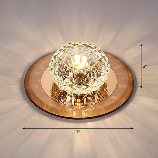 Crystal Bowl Shade LED Flush Mount Ceiling Light - Elegant Simplicity for Entryways