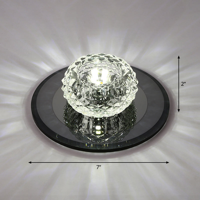 Crystal Bowl Shade LED Flush Mount Ceiling Light - Elegant Simplicity for Entryways