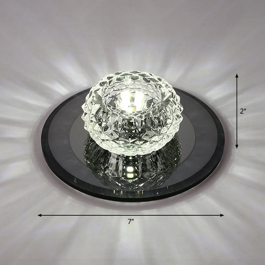 Crystal Bowl Shade LED Flush Mount Ceiling Light - Elegant Simplicity for Entryways