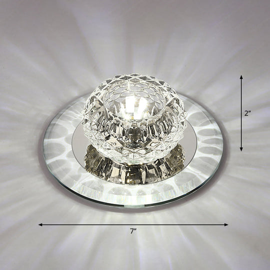 Crystal Bowl Shade LED Flush Mount Ceiling Light - Elegant Simplicity for Entryways