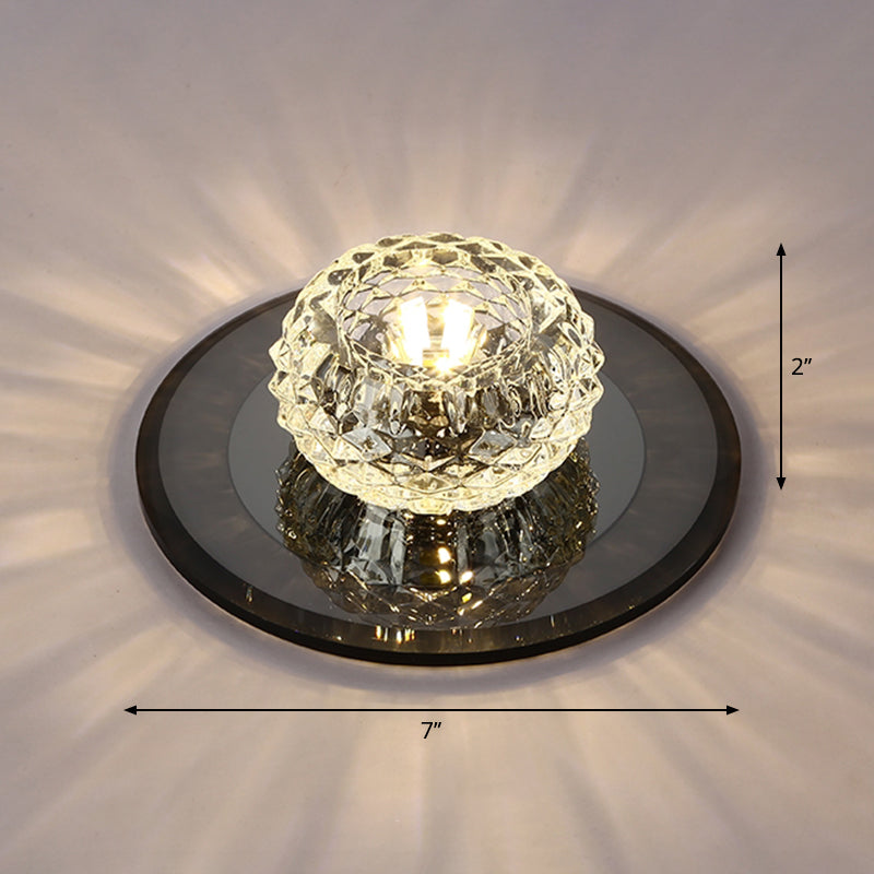 Crystal Bowl Shade LED Flush Mount Ceiling Light - Elegant Simplicity for Entryways