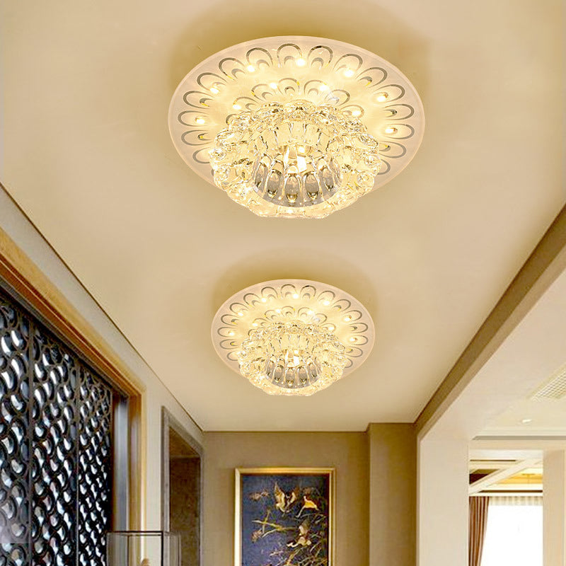 Minimalist Crystal Floral LED Flush Mount for Corridor Lighting